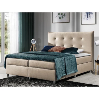 MIRJAN24 Boxspringbett PRATO in Beige, Liegefläche 120x200 cm – mit Bettkasten, Topperhöhe 2 cm